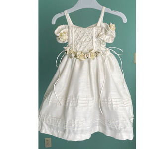 Tip Top Kids Ivory Formal Dress 12 M with Flower Detail